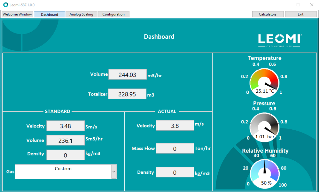 LEOMI 587 SOFTWARE DASHBOARD